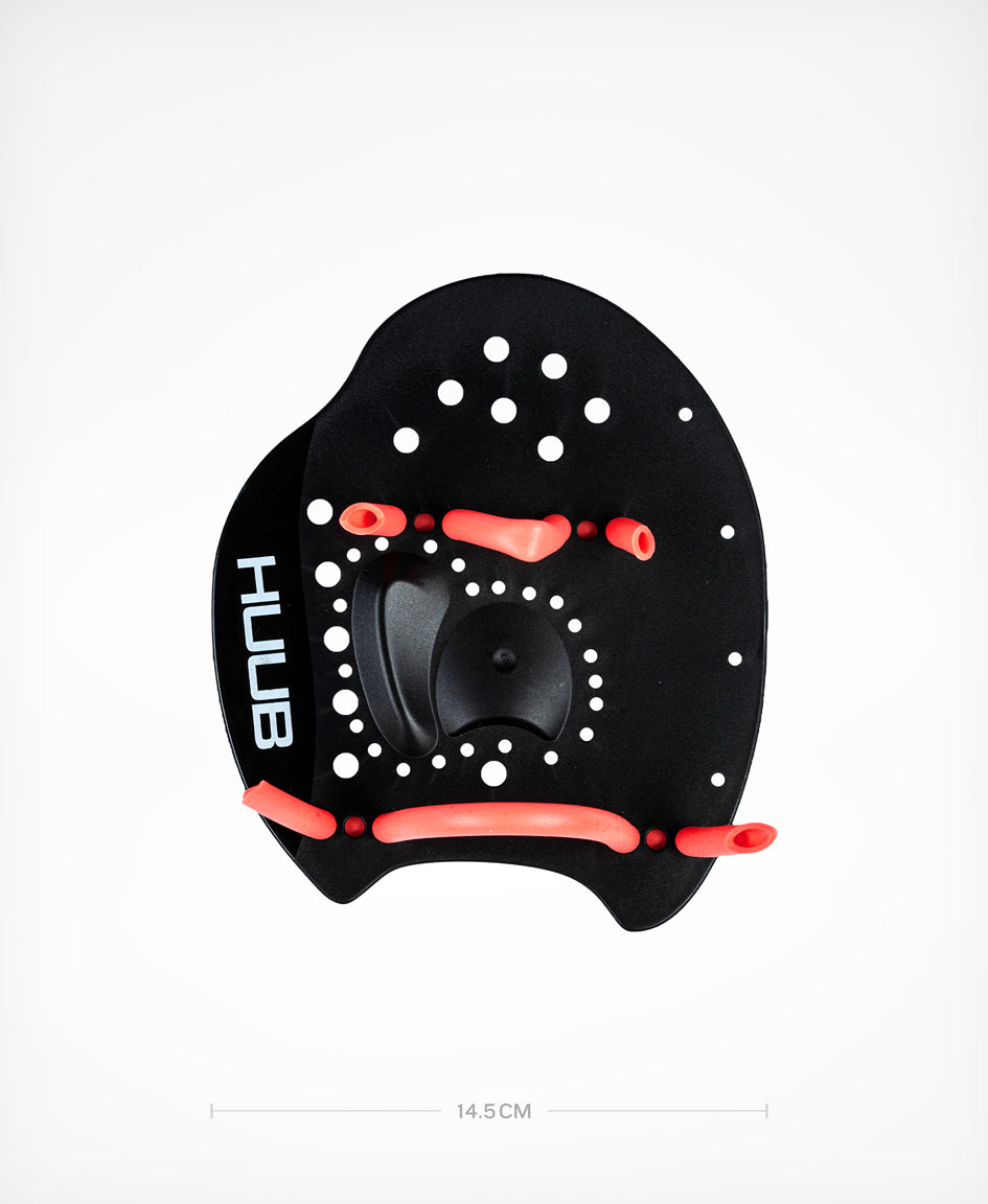 HUUB Hand Paddles – anatomical contour, soft silicone straps, three sizes, swim stroke training tool