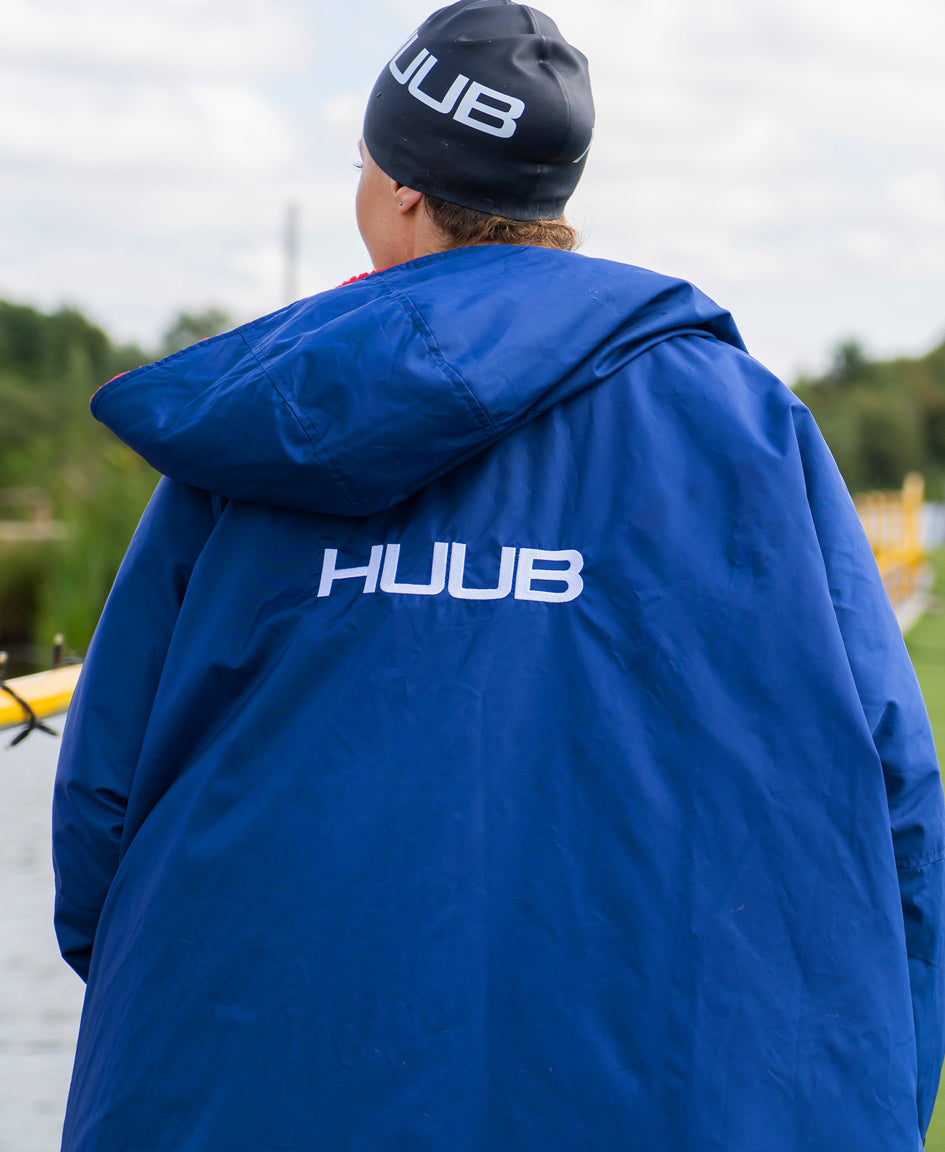 HUUB Changing Robe Royal Blue and Red – waterproof, towel-lined, adult and junior
