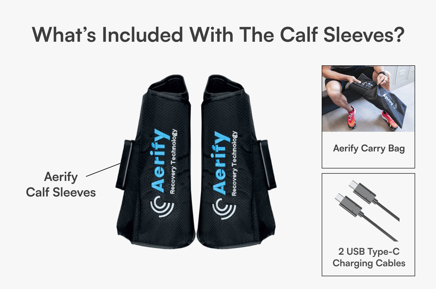 Aerify Air Compression Calf Sleeves portable heat & massage wireless recovery system